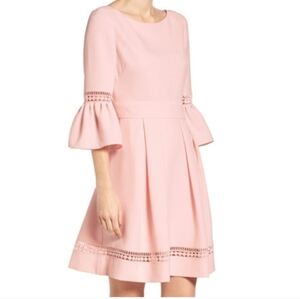Eliza J Pink A-Line Bell Sleeve Dress